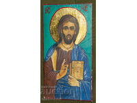 Icoană pictată manual, culori tempera, Iisus Hristos