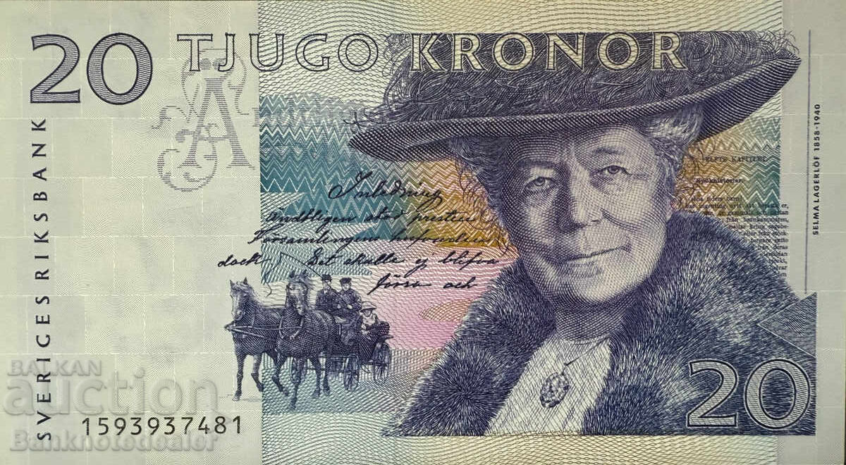 Sweden 20 Kronor 1991 Pick 61 Ref 7481 Uncirculated Sweden 20 Kronor 1991 Pick 61 Ref 7481 Uncirculated