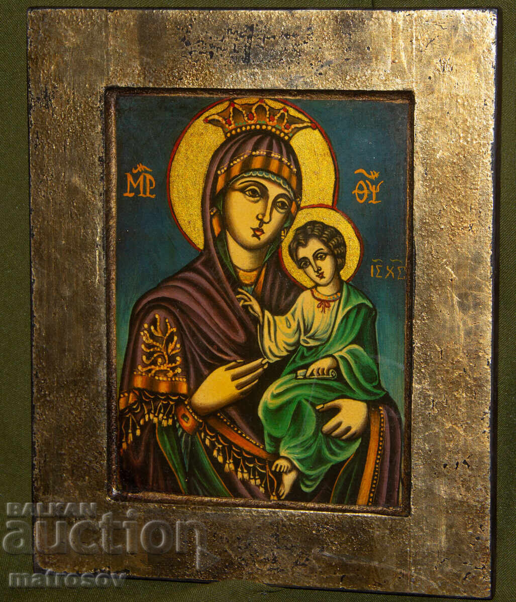Аукцион Ръчно рисувана икона,темперни бои,Св. Богородица с Младенеца Аукцион Ръчно рисувана икона,темперни бои,Св. Богородица с Младенеца