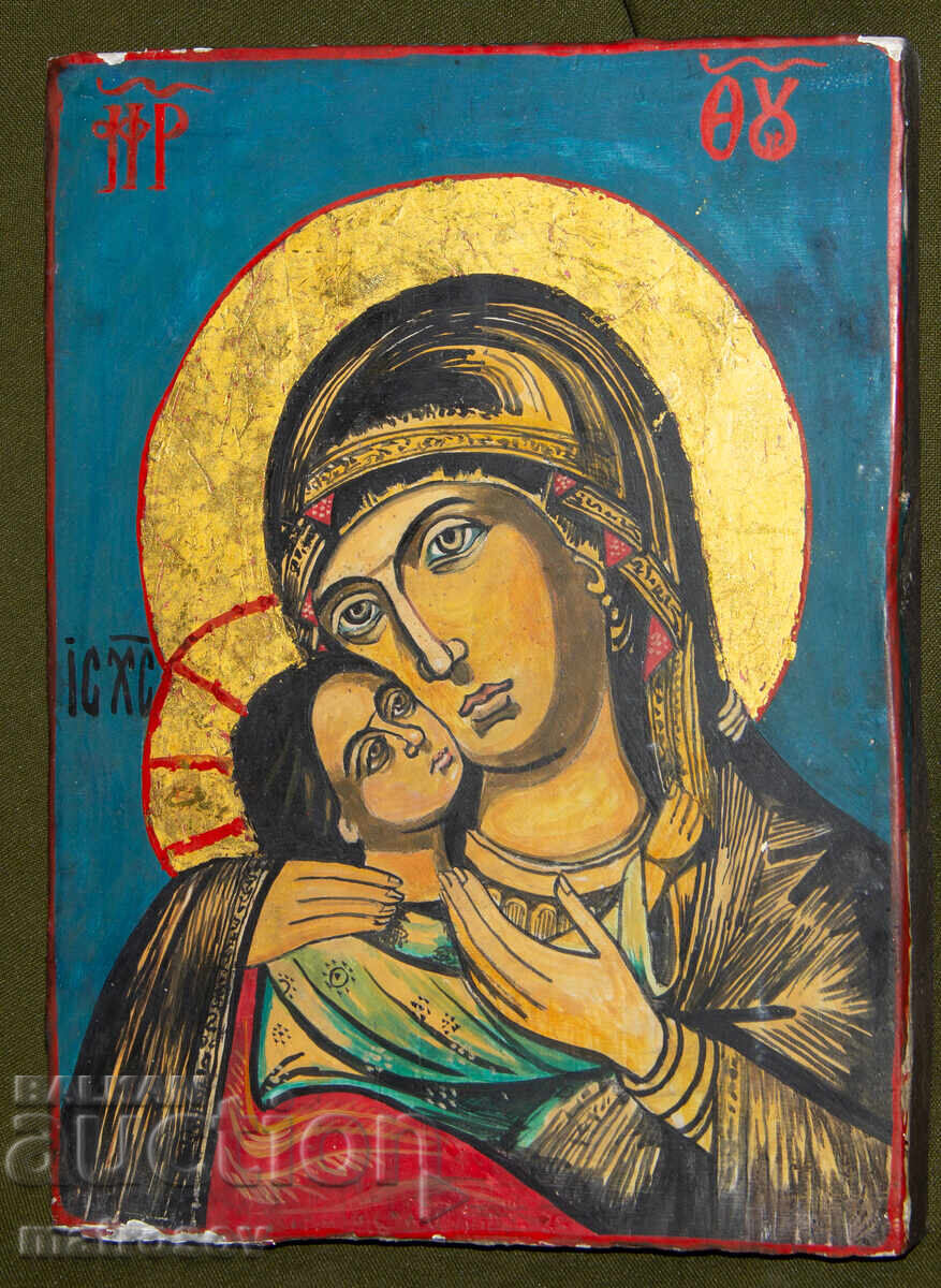 Hand-painted icon, tempera paints, St. Mary with the Child Hand-painted icon, tempera paints, St. Mary with the Child