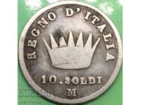 Napoleon 10 Soldi 1812 Italia Argint - Rar