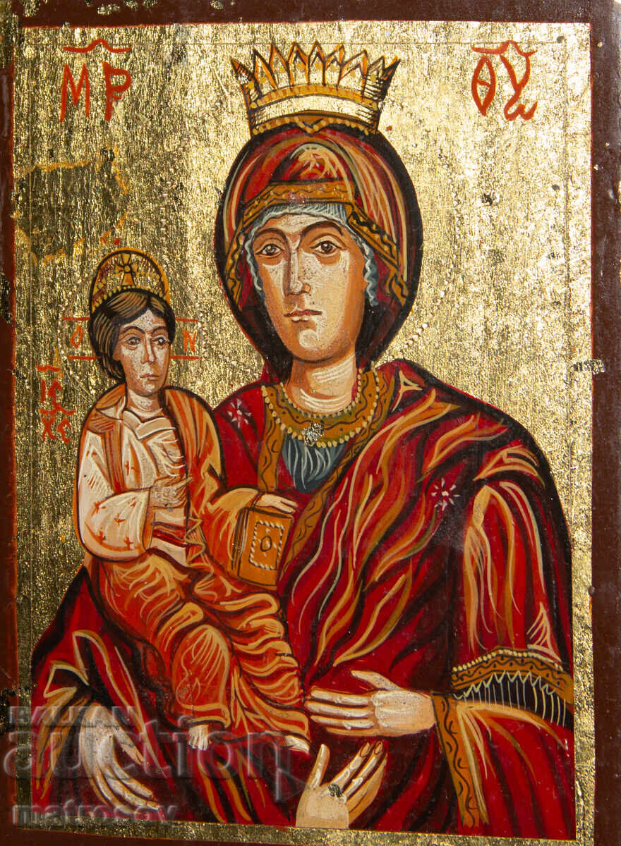 Icoană pictată manual, vopsele tempera, Sf. Fecioară Maria cu Pruncul cu preț 200.00 BGN | € 102.26