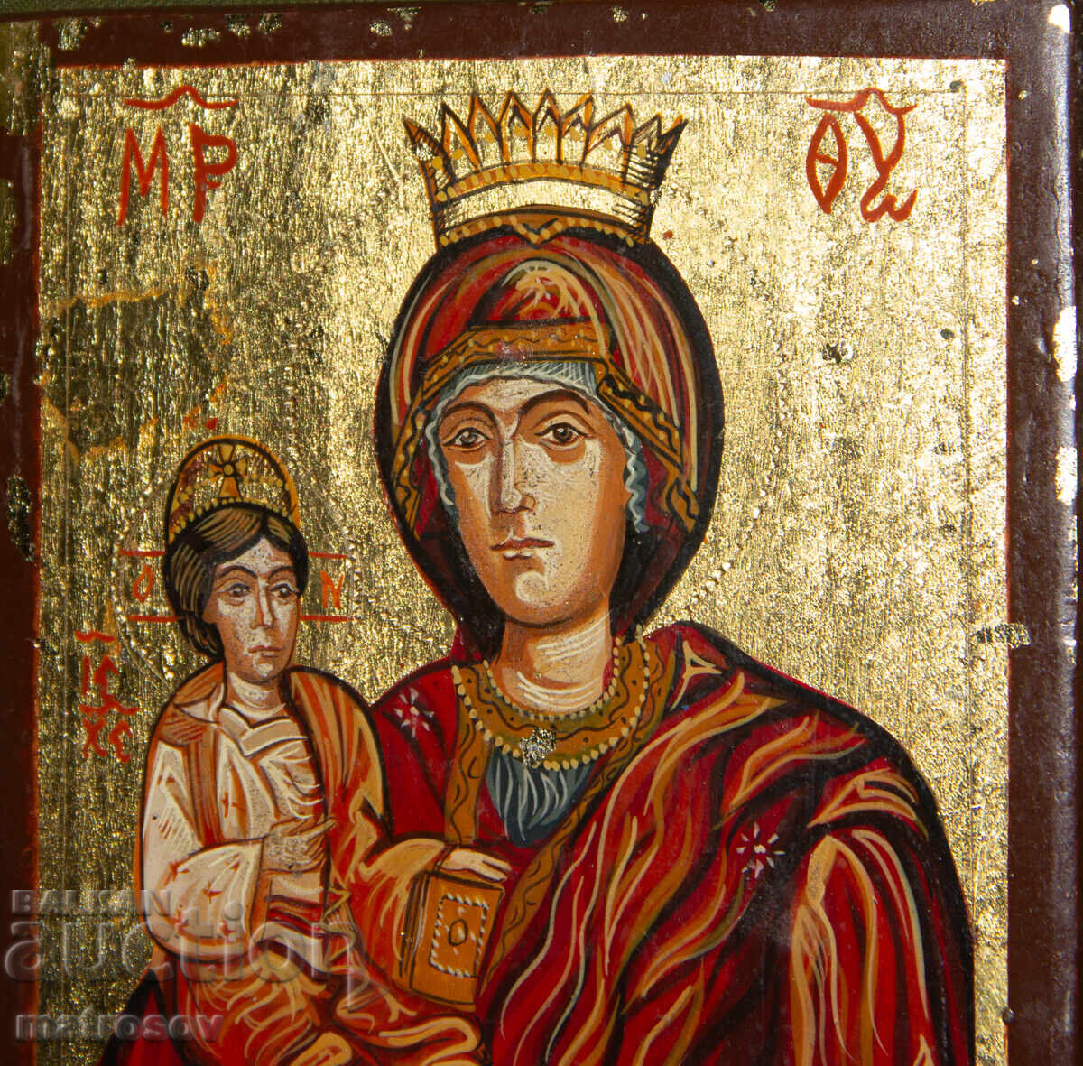 Livrarea Icoană pictată manual, vopsele tempera, Sf. Fecioară Maria cu Pruncul