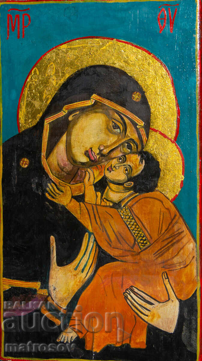 Hand-painted icon, tempera paints, Holy Mother with the Child with price 200.00 BGN | € 102.26