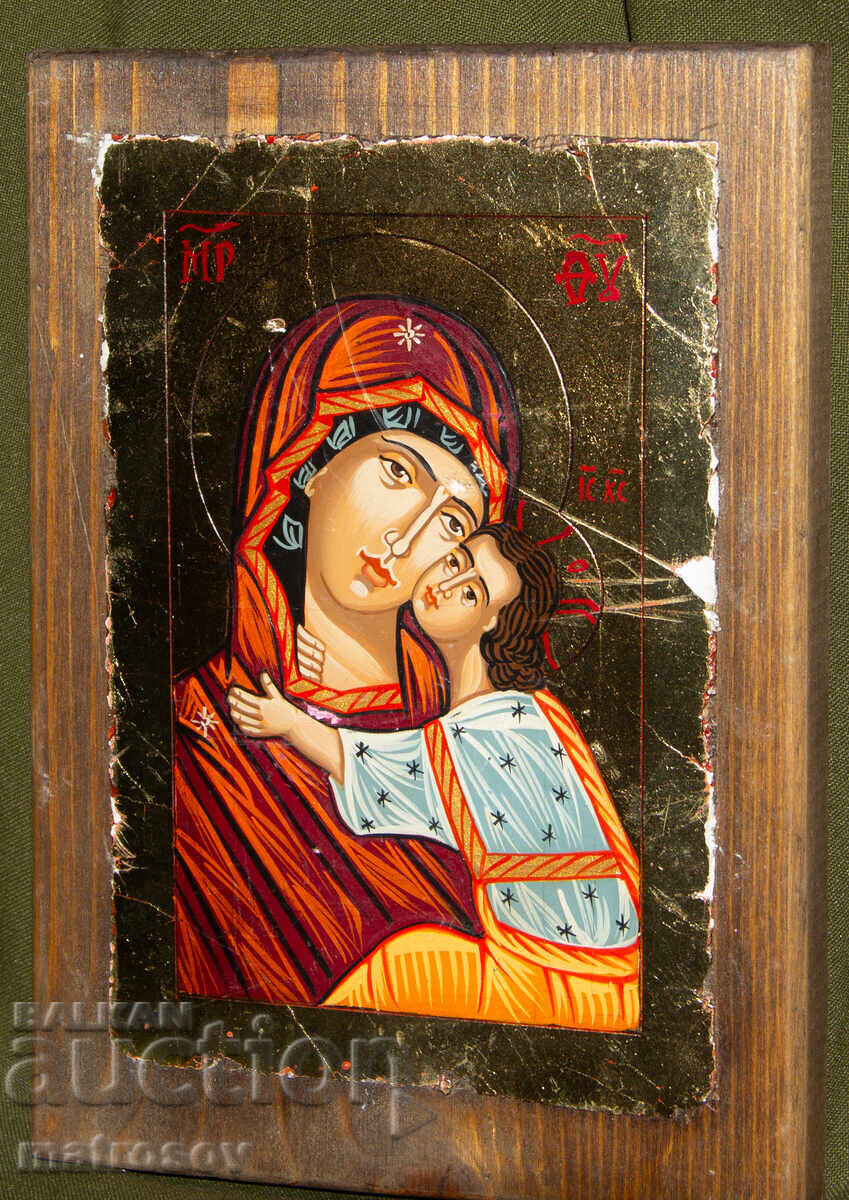 Auction  Hand-painted icon, tempera paints, St. Mary with the Child