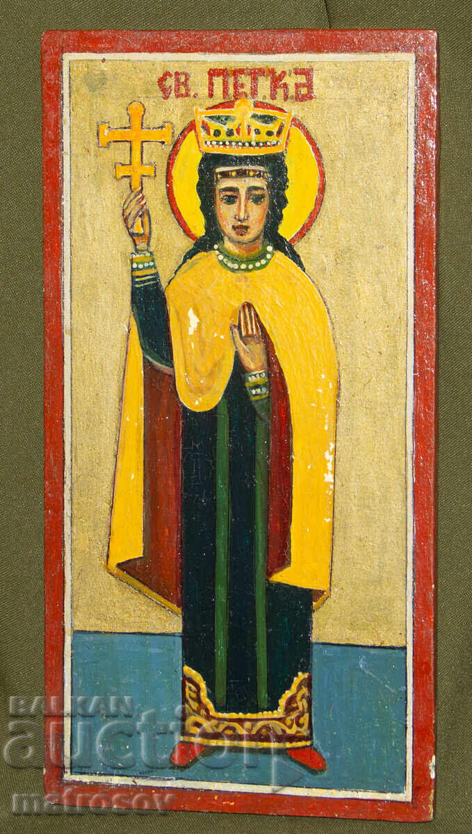Hand-painted icon, tempera paints, Saint Petka