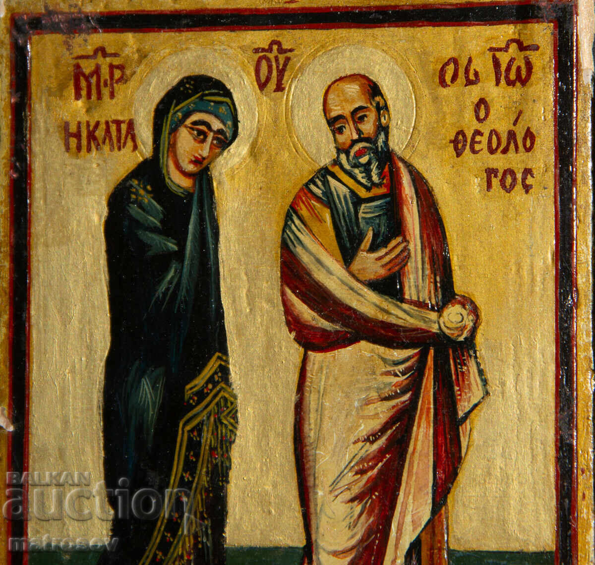 Delivery of Hand-painted icon, tempera, St. Mary and John the Theologian