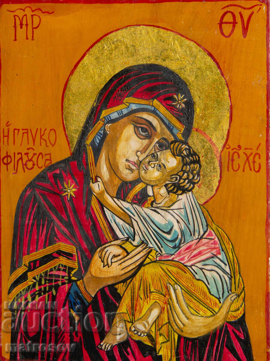 Hand-painted icon, tempera paints, St. Mary with the Child with price 200.00 BGN | € 102.26