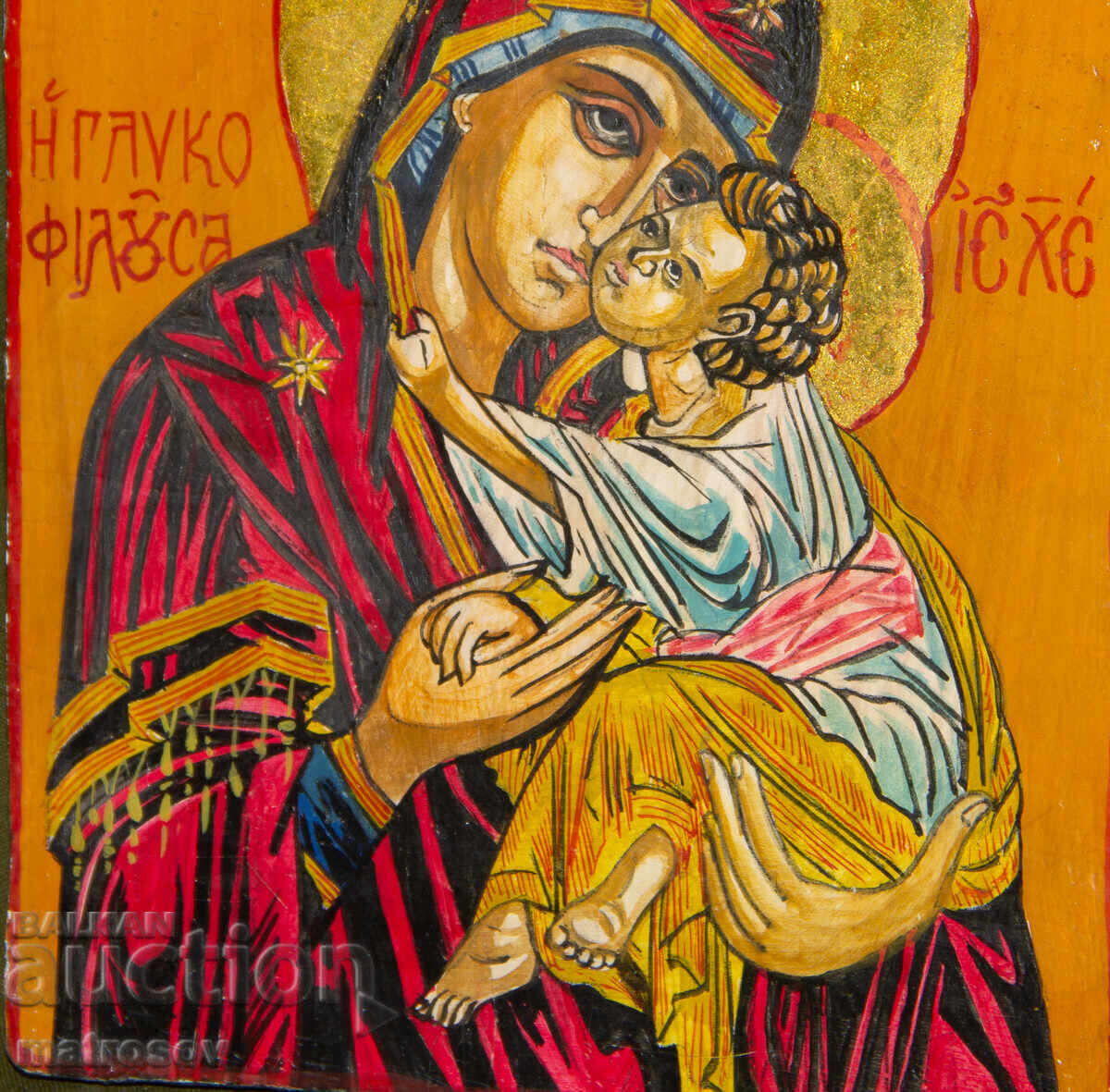 Hand-painted icon, tempera paints, St. Mary with the Child - 5
