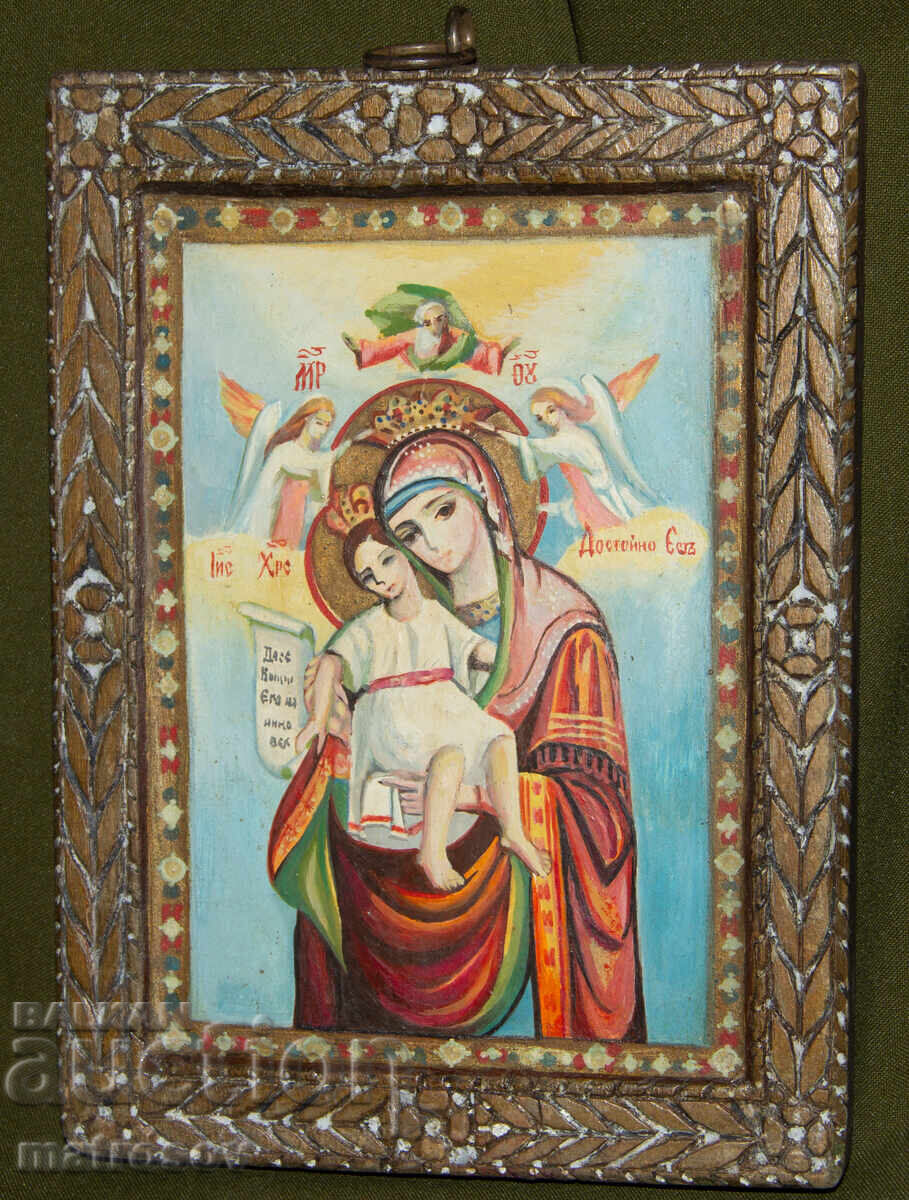Hand-painted icon, tempera paints, St. Mary with the Child with price 200.00 BGN | € 102.26
