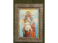 Icoană pictată manual, vopsele tempera, Sf. Fecioară Maria cu Pruncul
