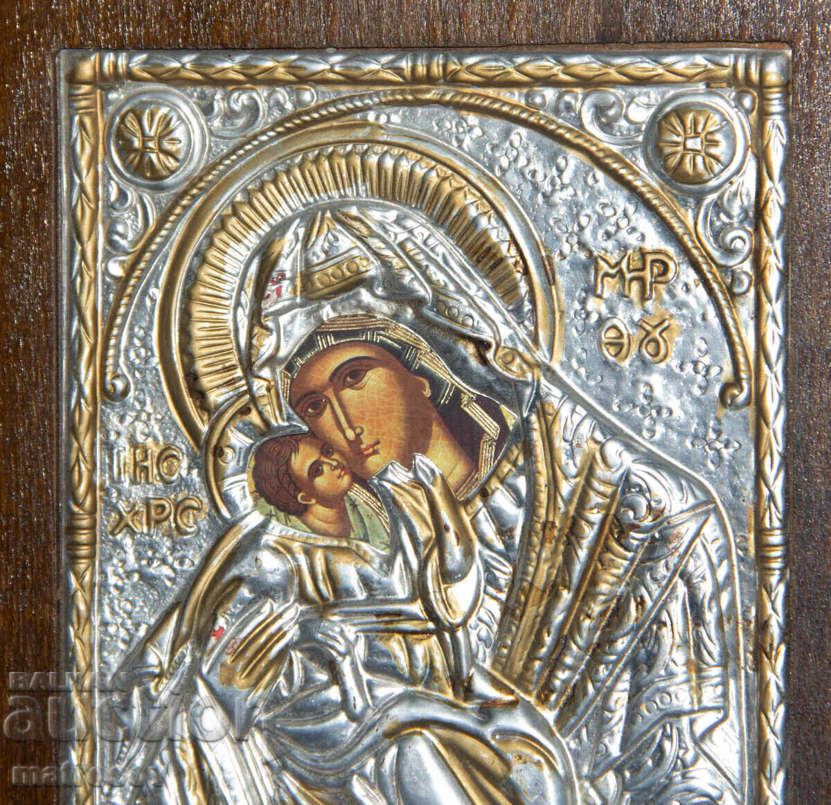 Παράδοση Εικόνα, μεταλλικά εξαρτήματα, λιθογραφία, Παναγία με το Θείο Βρέφος