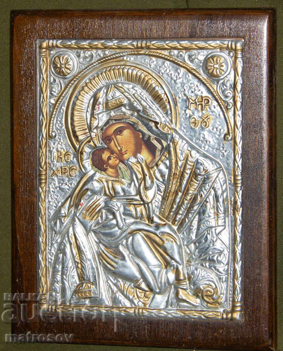 Εικόνα, μεταλλικά εξαρτήματα, λιθογραφία, Παναγία με το Θείο Βρέφος