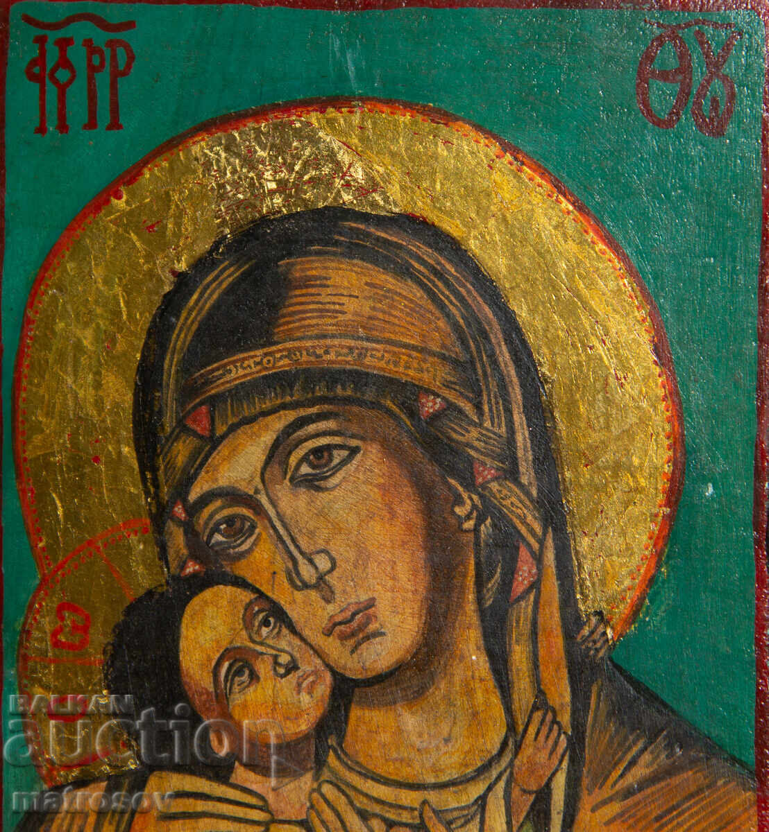 Livrarea Sfânta Fecioară Maria cu Pruncul, icoană pictată manual, culori tempera Livrarea Sfânta Fecioară Maria cu Pruncul, icoană pictată manual, culori tempera
