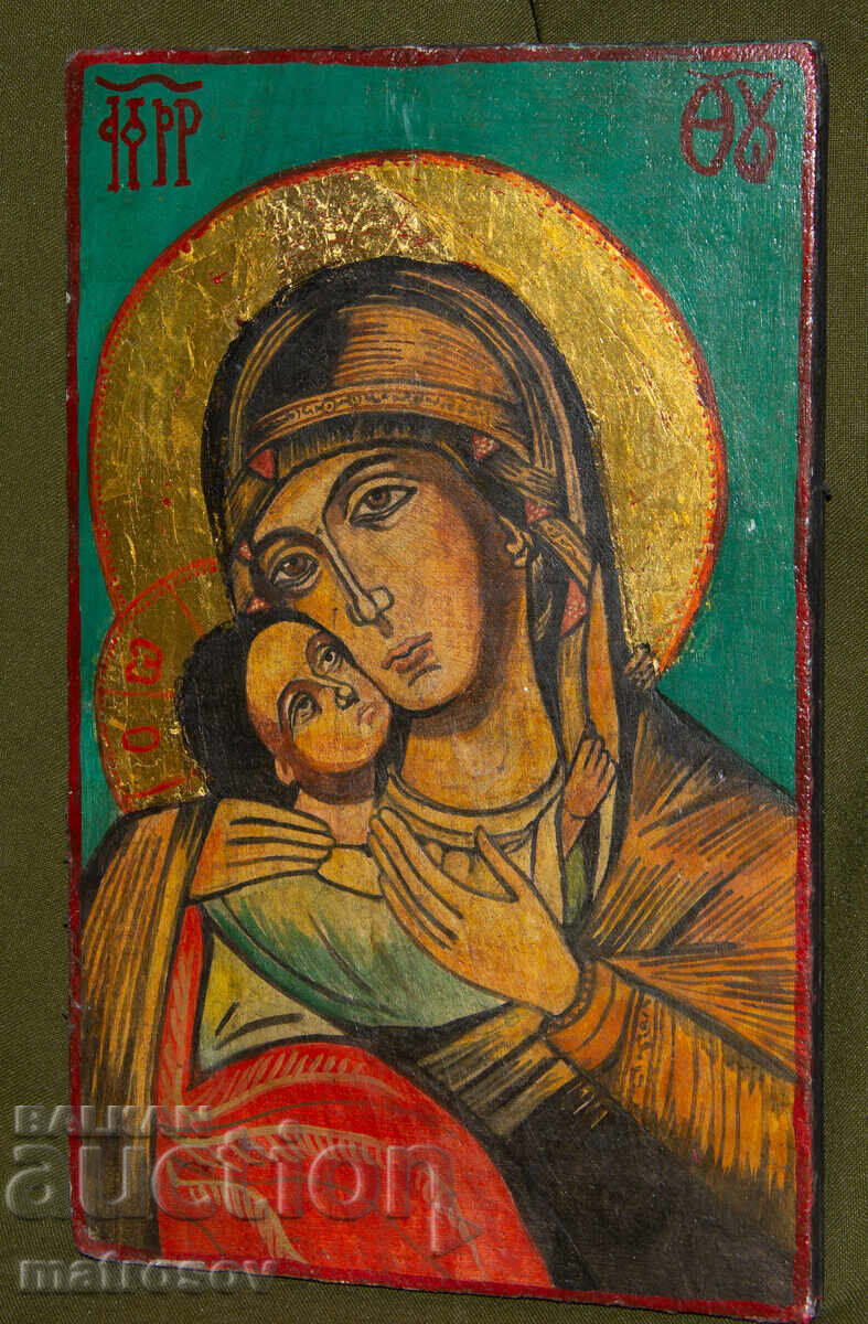 Sfânta Fecioară Maria cu Pruncul, icoană pictată manual, culori tempera Sfânta Fecioară Maria cu Pruncul, icoană pictată manual, culori tempera