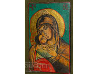 Sfânta Fecioară Maria cu Pruncul, icoană pictată manual, culori tempera