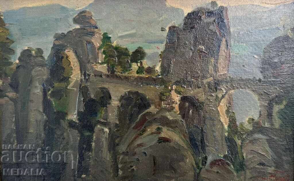 Atanas Zhekov - "Belogradchik Rocks" - Oil Paints - Signed with price 1000.00 BGN | € 511.29