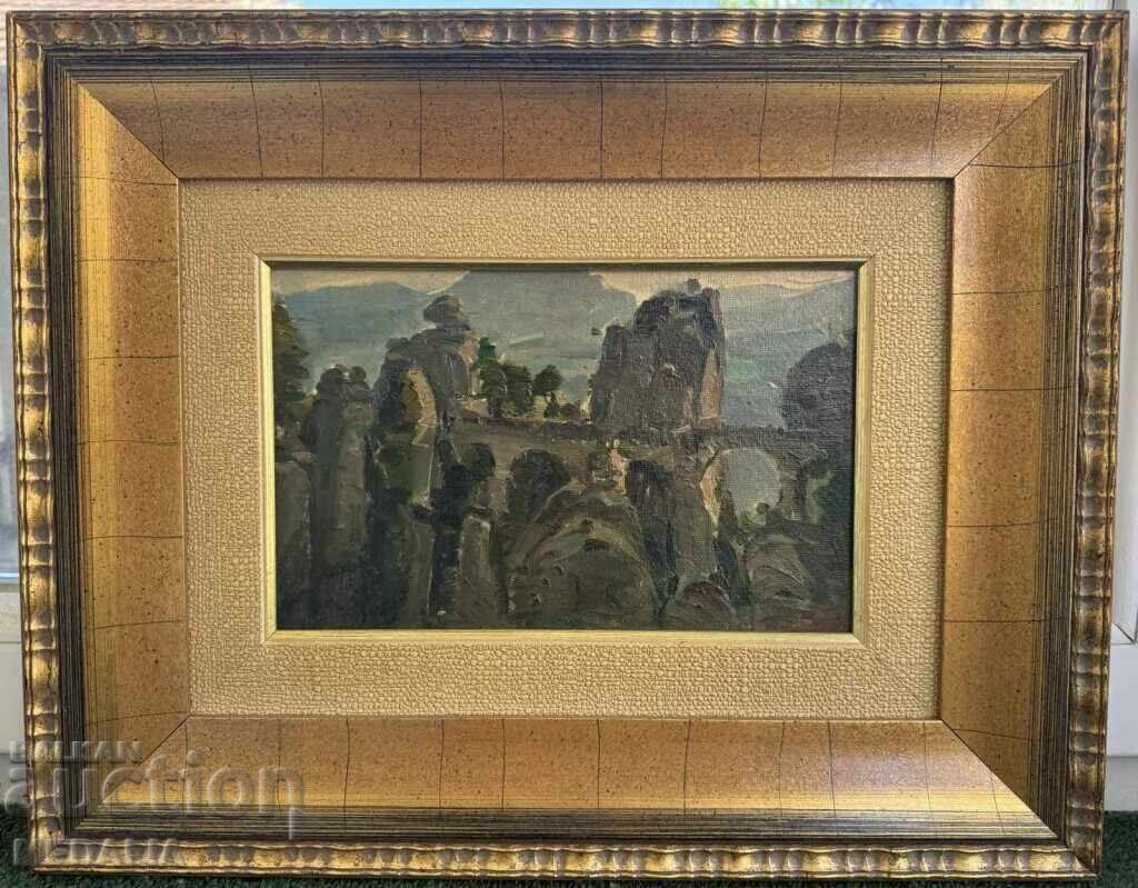 Atanas Zhekov - "Stâncile Belogradchick"- ulei pe pânză - semnat