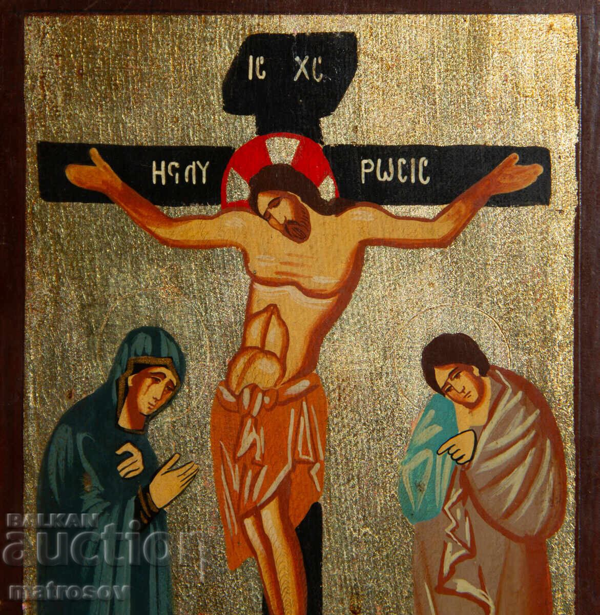 Παράδοση Σταύρωση, χειροποίητη εικόνα, τέμπερα, χρυσός βάρακ