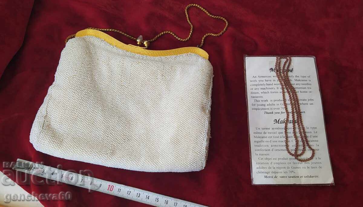 Geantă vintage cu mărgele și colier macrame - 5