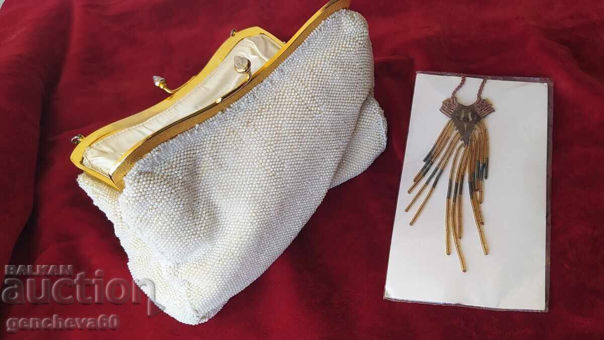 Geantă vintage cu mărgele și colier macrame - 6
