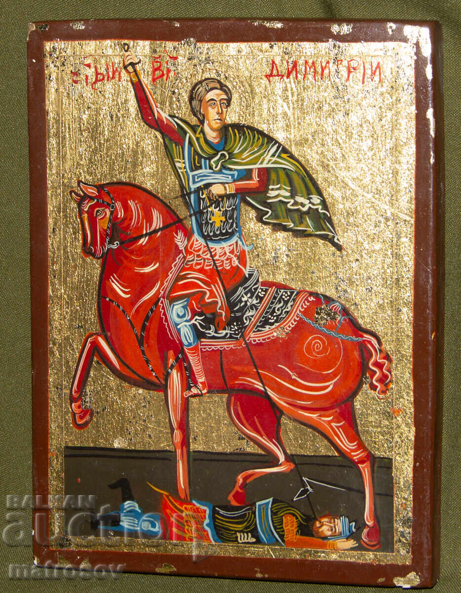 Sfântul Dumitrie, icoană pictată manual, tempera, aurire