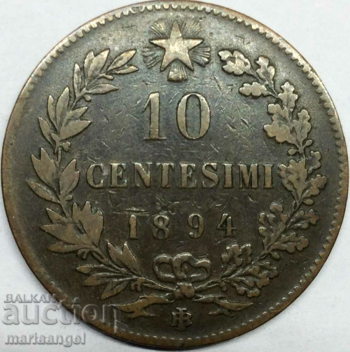 Italia - 10 centesimi 1894 Umberto I 30mm cu preț 9.00 BGN | € 4.60