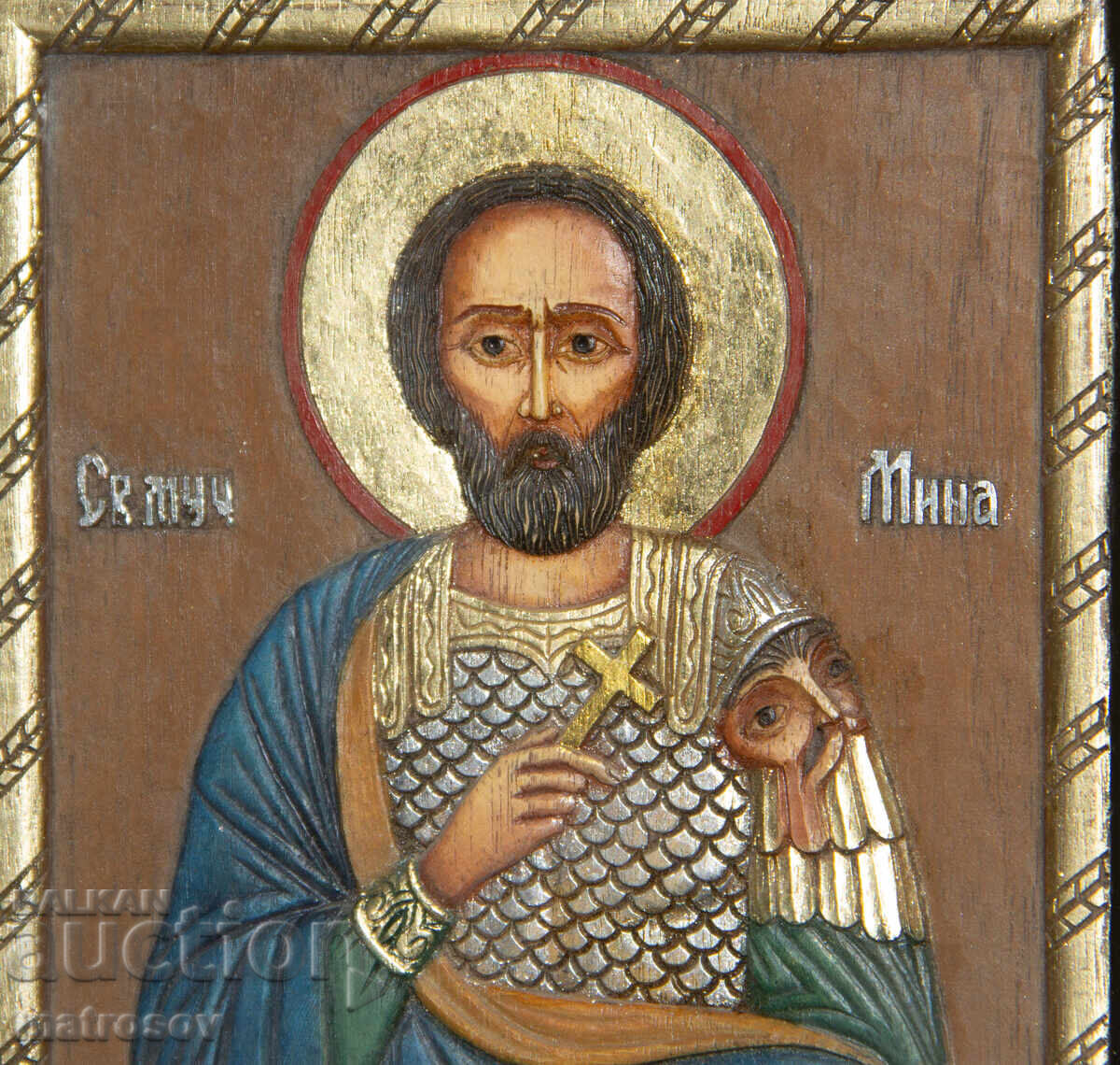 Livrarea Icoană pictată manual, vopsele tempera, Sfântul Mina