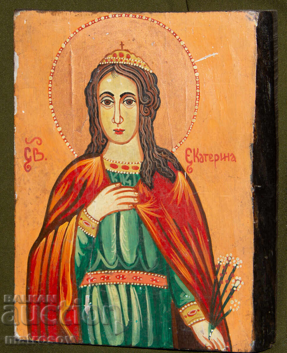 Χειροποίητη εικόνα, με τέμπερα, Αγία Αικατερίνη με τιμή 200.00 BGN | € 102.26