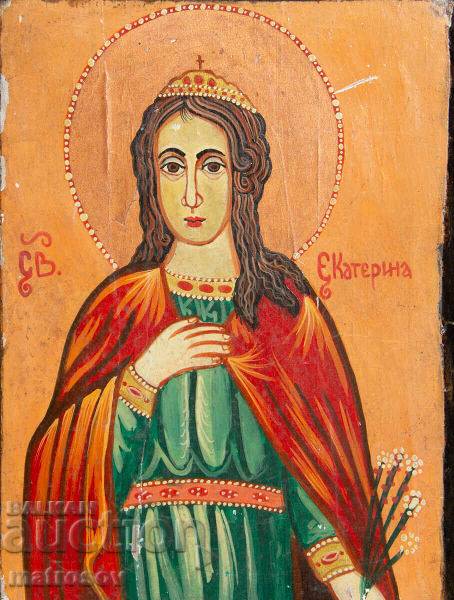 Δημοπρασία Χειροποίητη εικόνα, με τέμπερα, Αγία Αικατερίνη