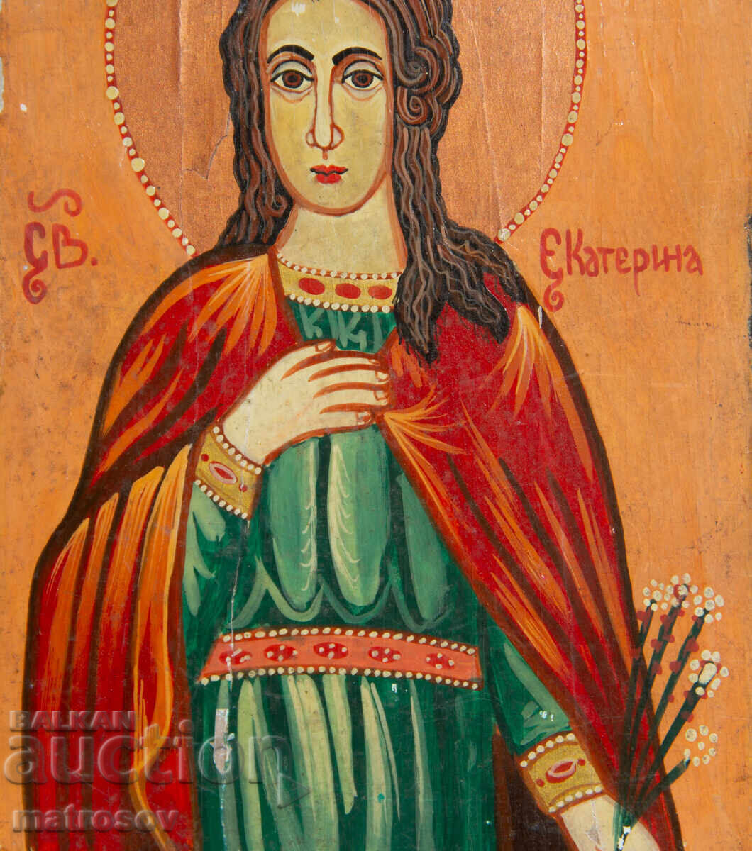 Χειροποίητη εικόνα, με τέμπερα, Αγία Αικατερίνη - 5