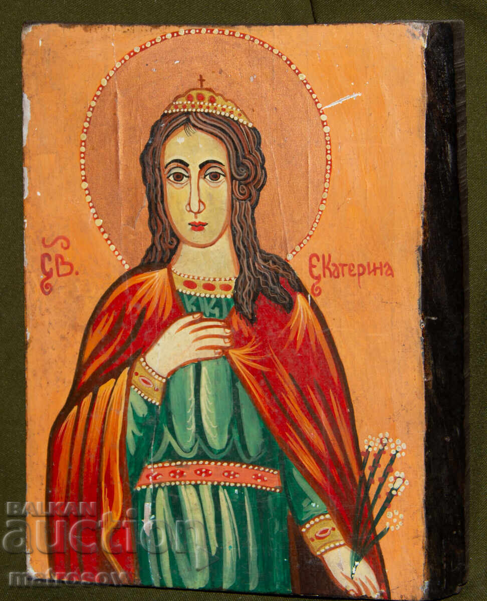Χειροποίητη εικόνα, με τέμπερα, Αγία Αικατερίνη