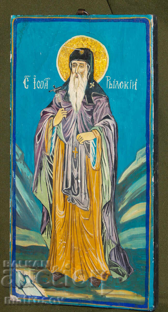 Sfântul Ioan de Rila, icoană pictată manual, culori tempera