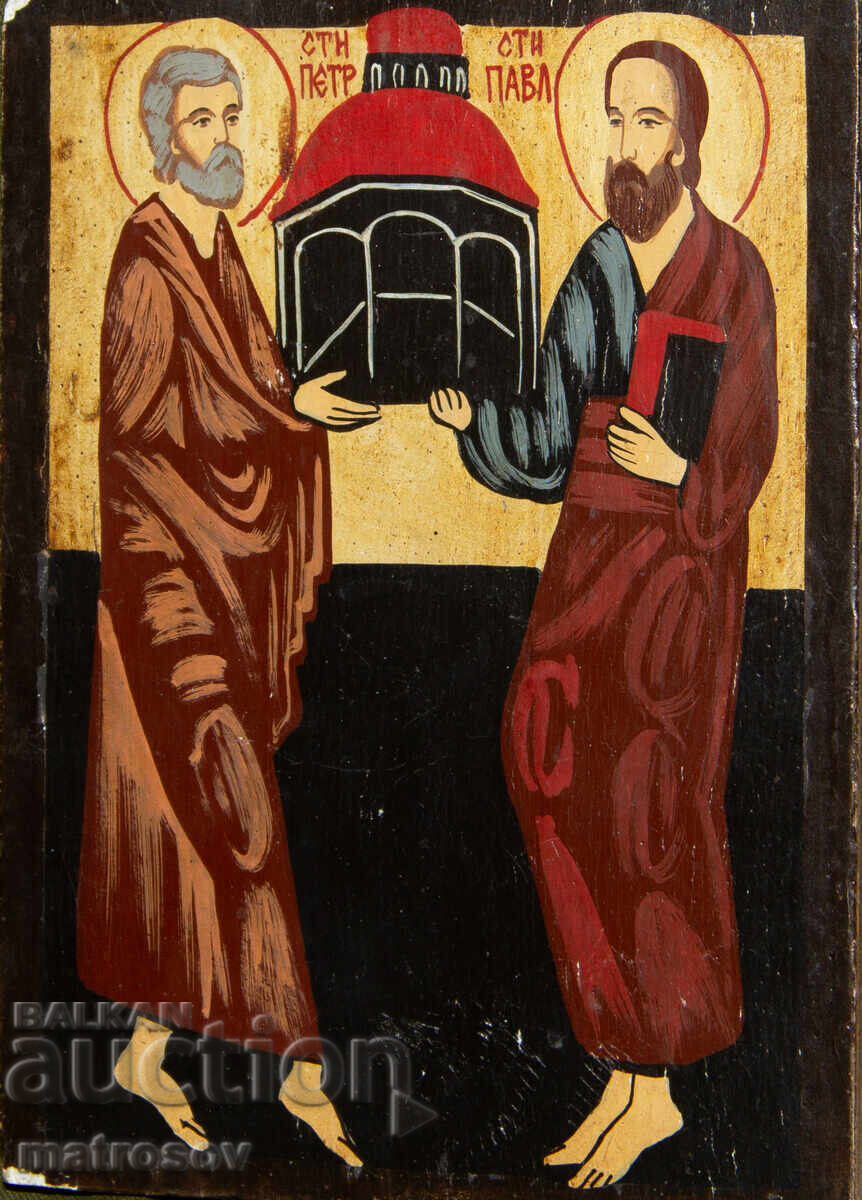 Hand-painted icon, tempera paints, St. Peter and St. Paul with price 200.00 BGN | € 102.26