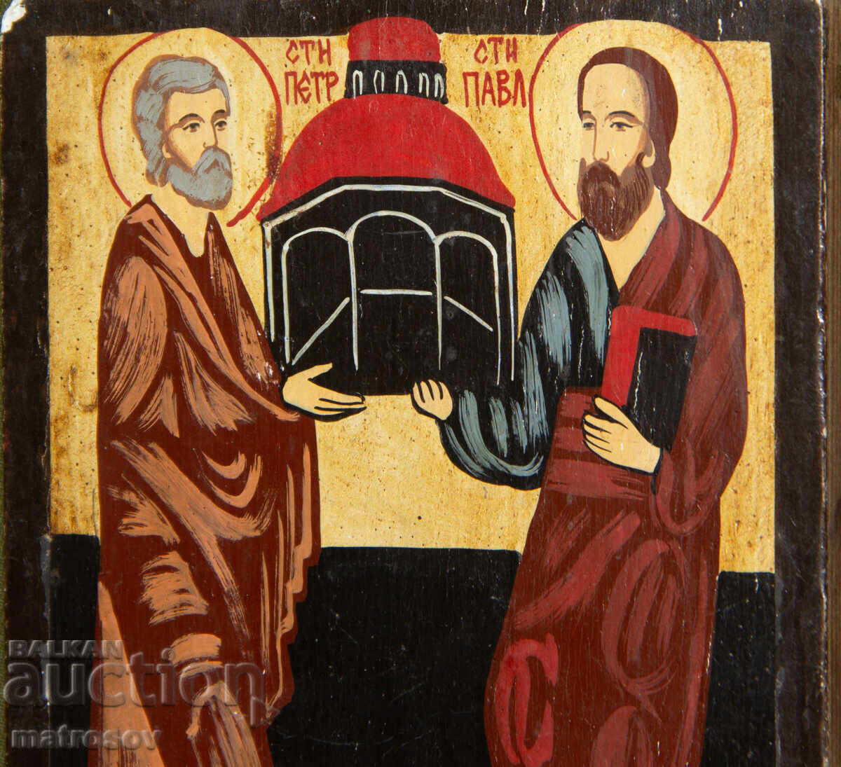 Delivery of Hand-painted icon, tempera paints, St. Peter and St. Paul