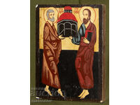 Icoană pictată manual, culori tempera, Sf. Petru și Sf. Pavel