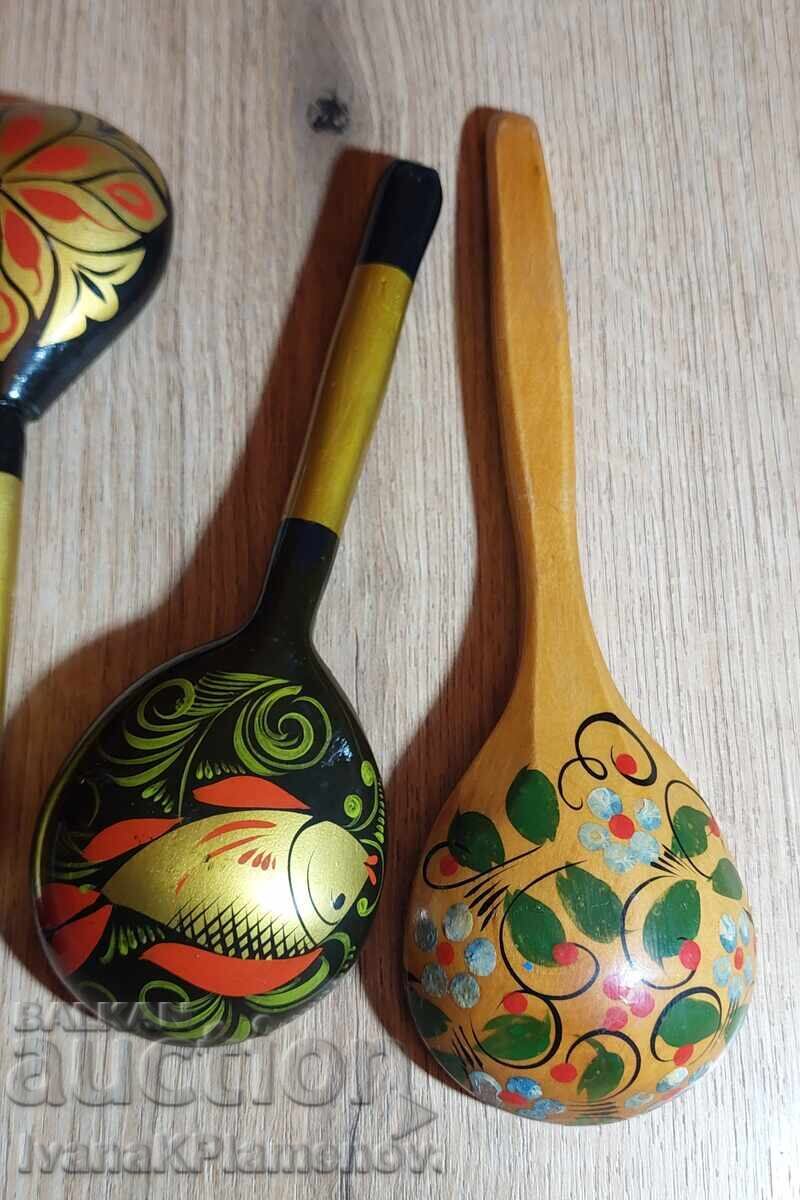 Russian Khokhloma Souvenir Spoons, 5 Pieces, for Connoisseurs - 6 Russian Khokhloma Souvenir Spoons, 5 Pieces, for Connoisseurs - 6