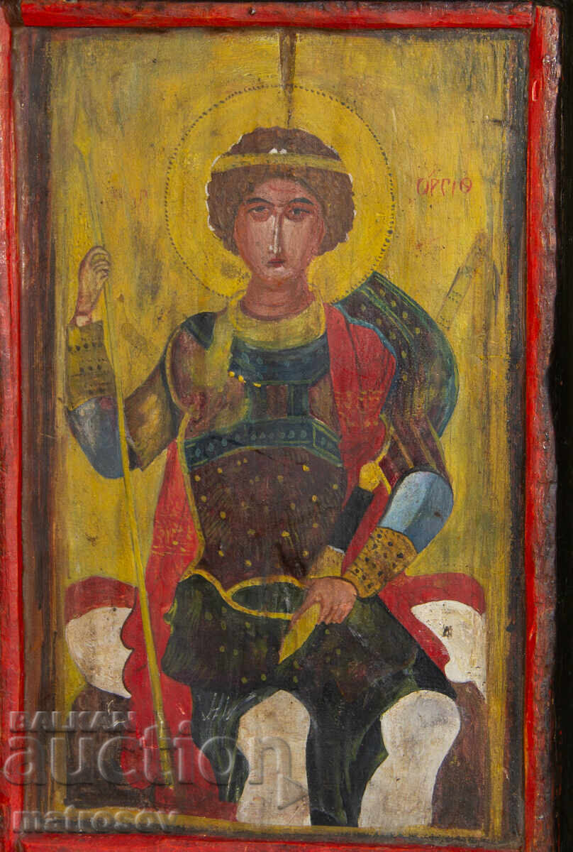Icoană pictată manual, culori tempera, Sf. Gheorghe Biruitorul cu preț 200.00 BGN | € 102.26