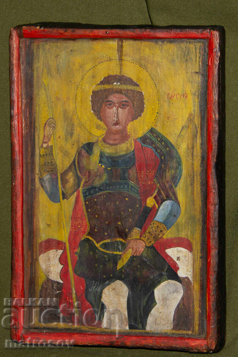Licitație Icoană pictată manual, culori tempera, Sf. Gheorghe Biruitorul