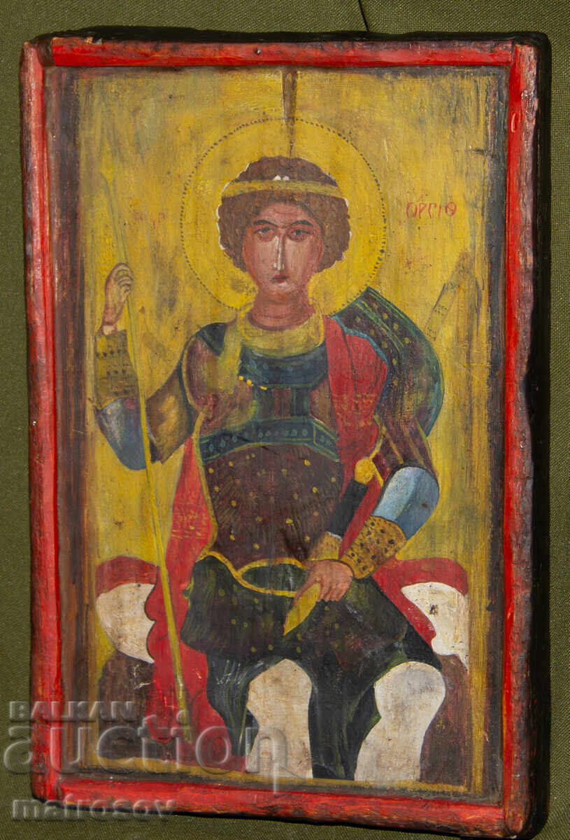 Icoană pictată manual, culori tempera, Sf. Gheorghe Biruitorul
