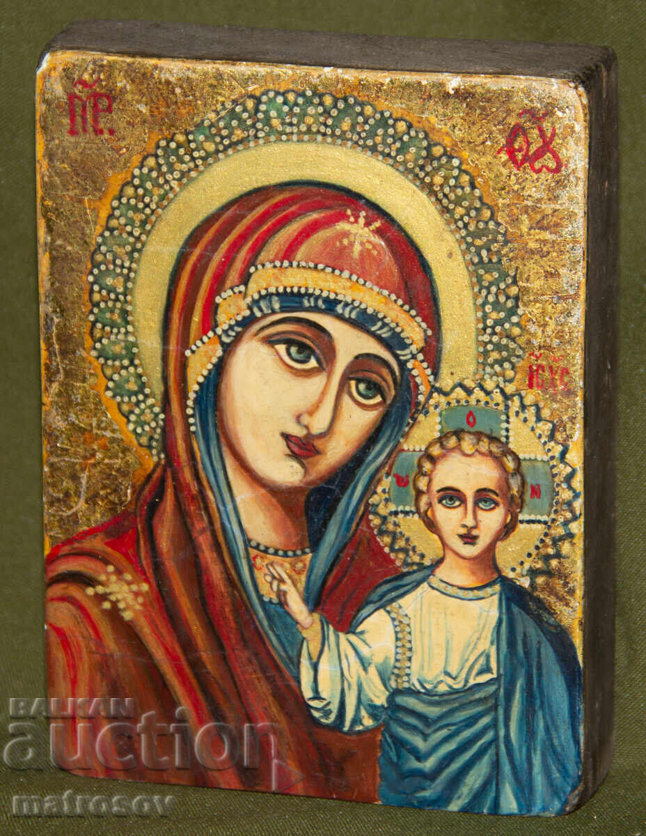 Auction  Saint Mary with the Child, hand-painted icon, tempera paints