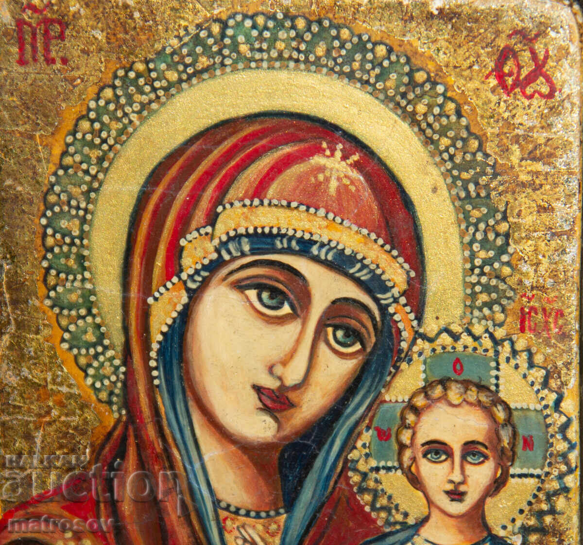 Delivery of Saint Mary with the Child, hand-painted icon, tempera paints