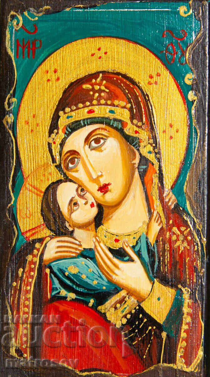Συλλογή της Θεοτόκου με το Βρέφος, χειροποίητη εικόνα, τέμπερα με τιμή 200.00 BGN | € 102.26