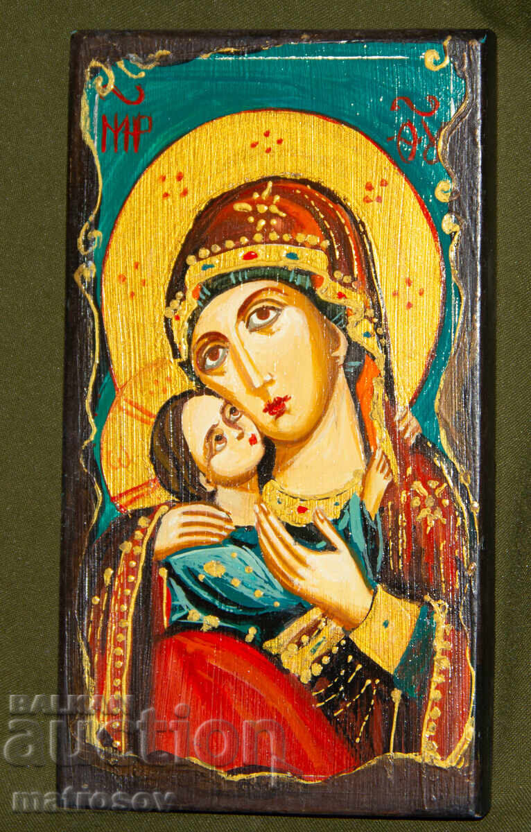 Συλλογή της Θεοτόκου με το Βρέφος, χειροποίητη εικόνα, τέμπερα