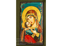 Sfânta Fecioară Maria cu Pruncul, icoană pictată manual, culori tempera