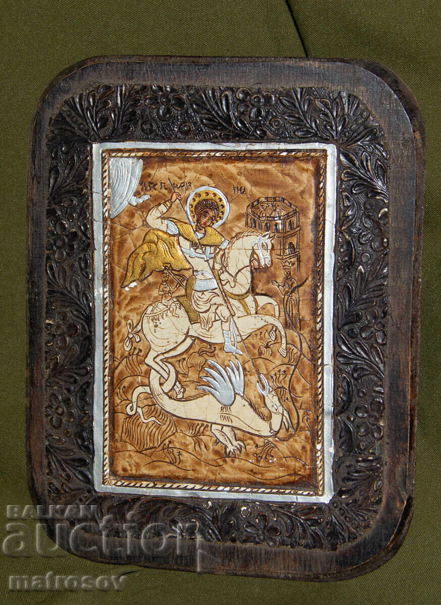 Auction Saint George, hand-painted icon, tempera paints Auction Saint George, hand-painted icon, tempera paints