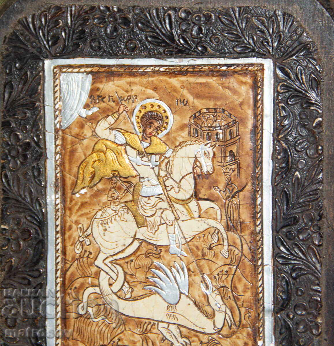 Delivery of Saint George, hand-painted icon, tempera paints Delivery of Saint George, hand-painted icon, tempera paints