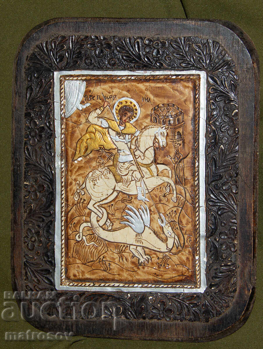 Saint George, hand-painted icon, tempera paints Saint George, hand-painted icon, tempera paints