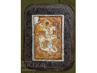 Sfântul Gheorghe, icoană pictată manual, vopsele tempera