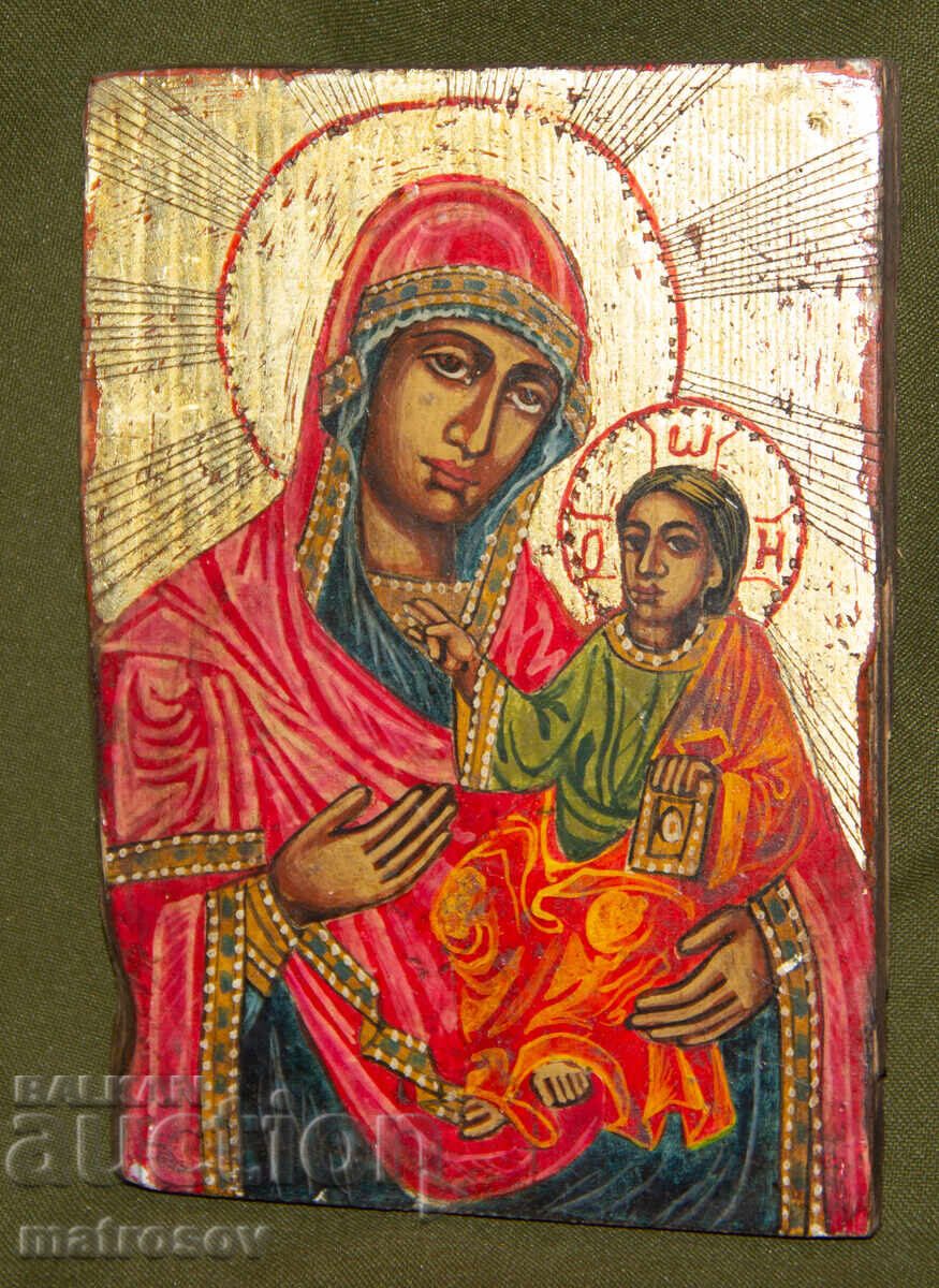 Δημοπρασία Παναγία με το Θείο Βρέφος, χειροποίητη εικόνα, τέμπερα